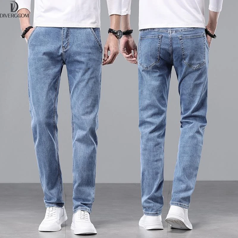 DIIIVERGOM新款新款休闲牛仔裤男款直筒修身浅蓝色裤子夏季薄款男