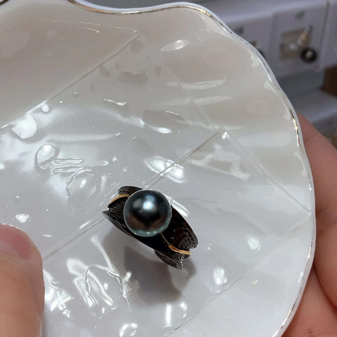 海水珍珠戒圈银S925镶嵌初*夏