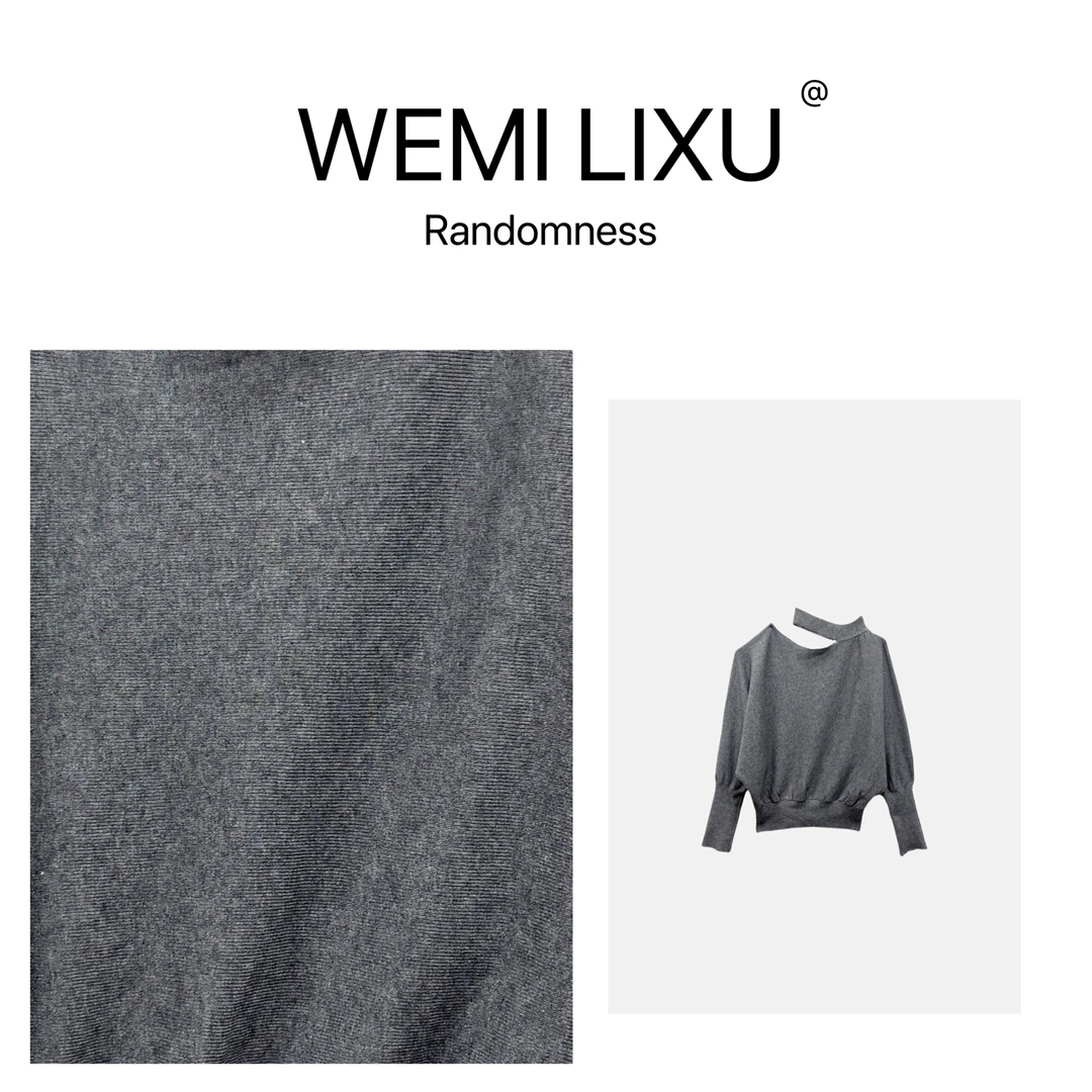 WEMI LIXU“米兰记“秋季时尚百搭斜肩女装长袖针织衫修身显瘦3192