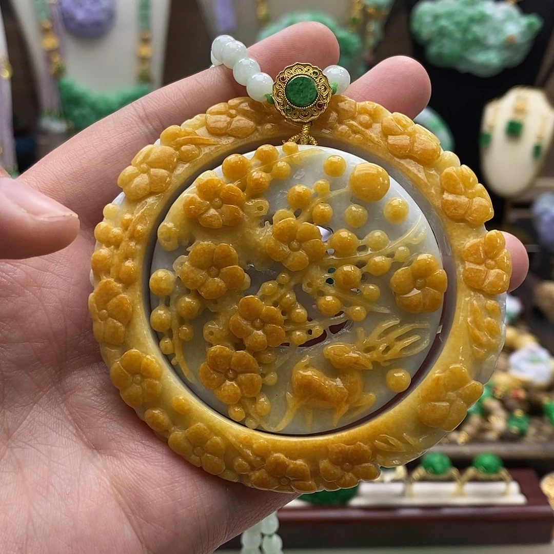 翡翠未镶嵌颈饰手镯套装58.5