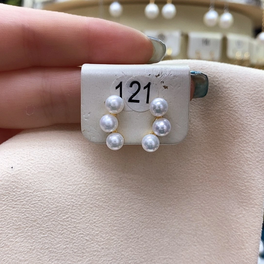 银S925镶嵌淡水珍珠耳饰