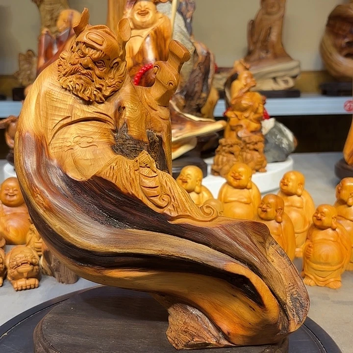 柏木太行崖柏钟馗摆件