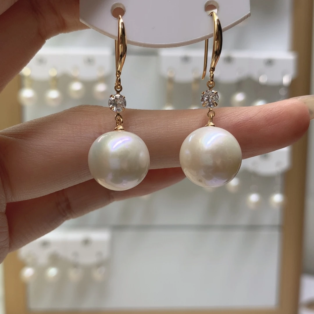 银S925镶嵌淡水珍珠耳饰