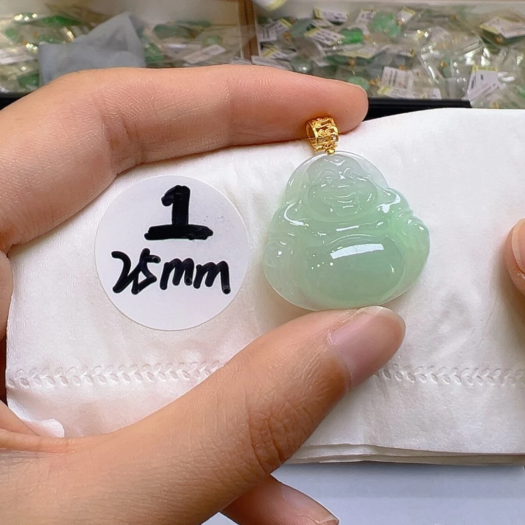翡翠18K金镶嵌吊坠(不含链)翡翠