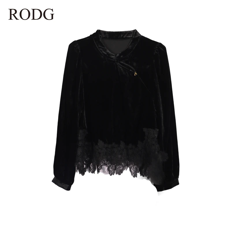 RODGR53XS1047A 秋季新款简约纯色蕾丝边小衫 1047