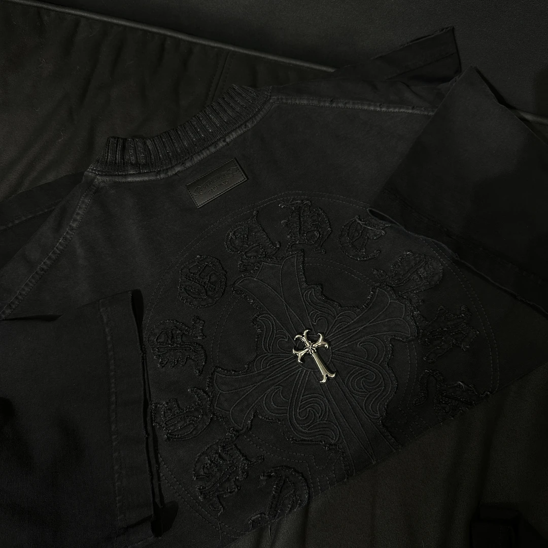 老K【重磅刺绣罗盘】潮牌做旧T恤情侣同款短袖时尚百搭短袖5118