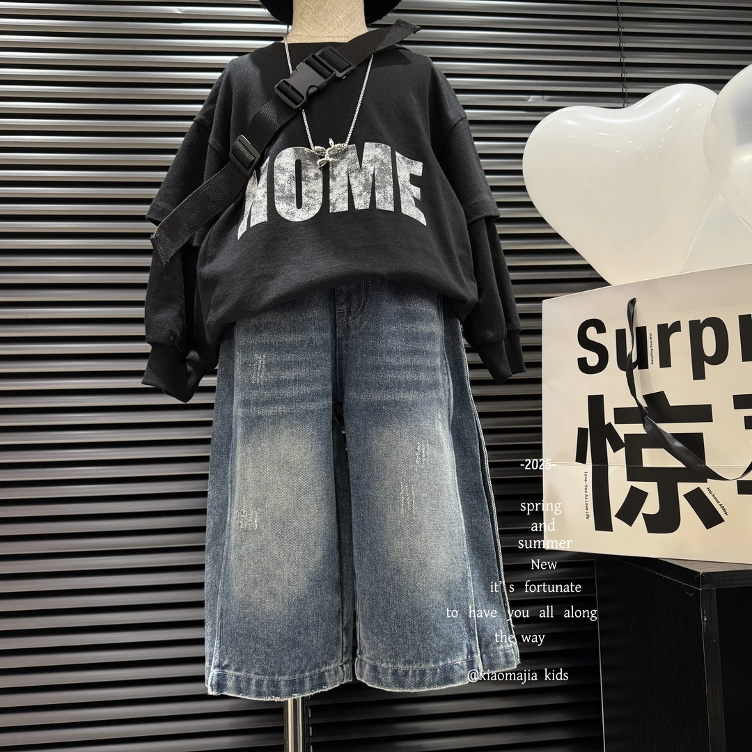 N儿童春季新款牛仔裤K-5014休闲裤老爹裤男女童裤子韩版春秋款