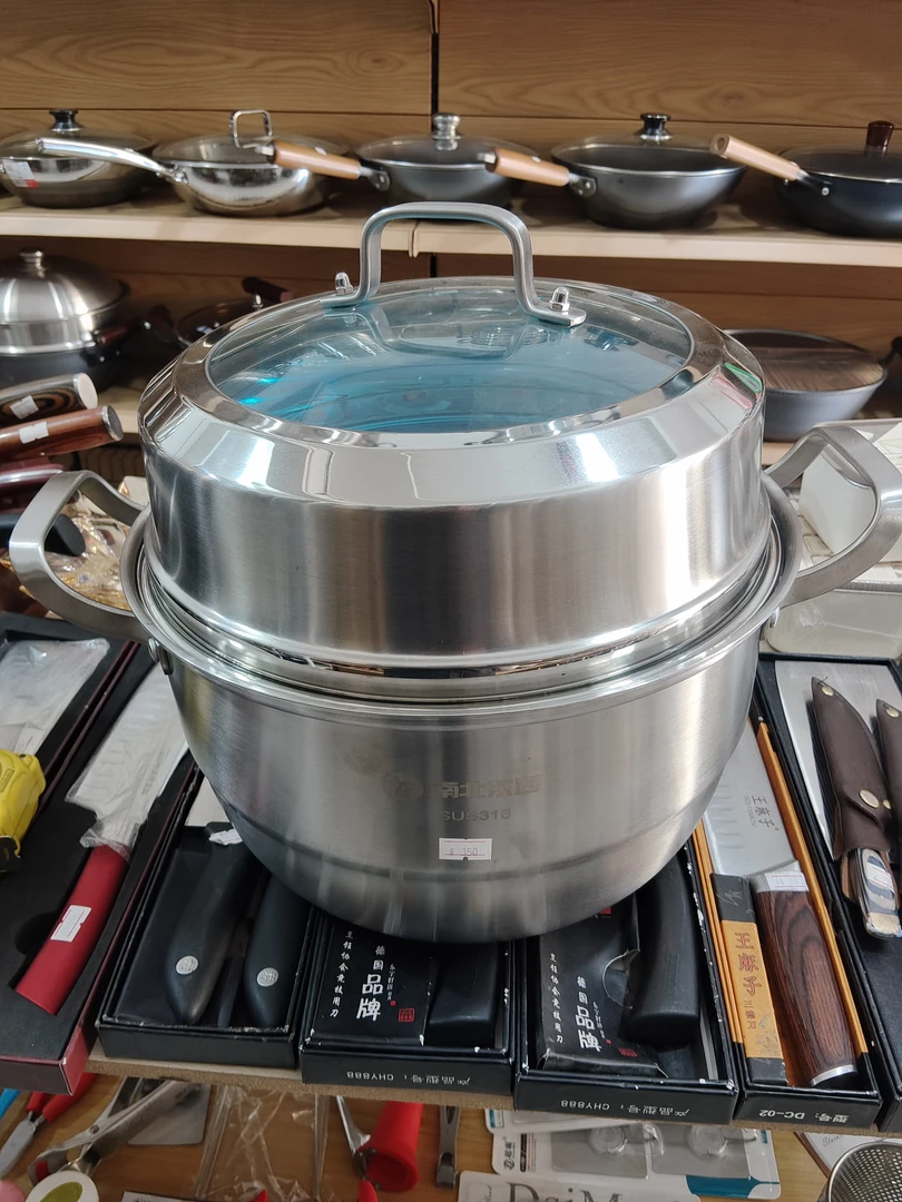 一体成型316钢双层蒸锅