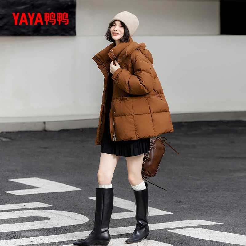 YAYA/鸭鸭2025年新款冬季时尚洋气休闲女士百搭中长款羽绒服