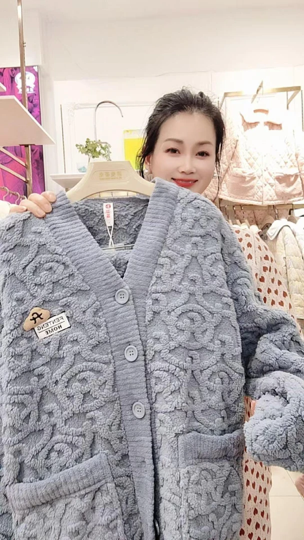 25480023法兰绒睡衣珊瑚绒家居服套装保暖