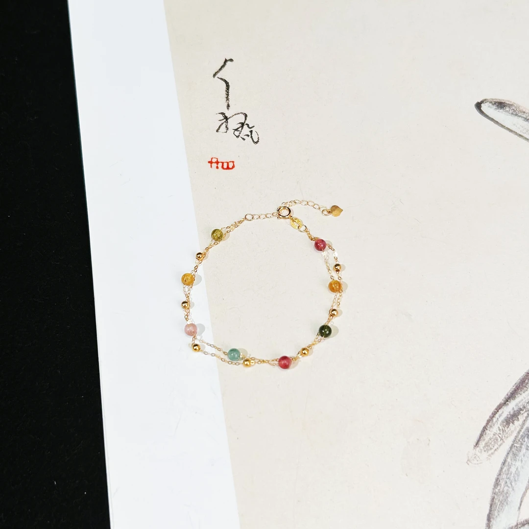 【云上雅岚】韵池丨C16822-18k碧玺手链-3.5mm-多样性发一件