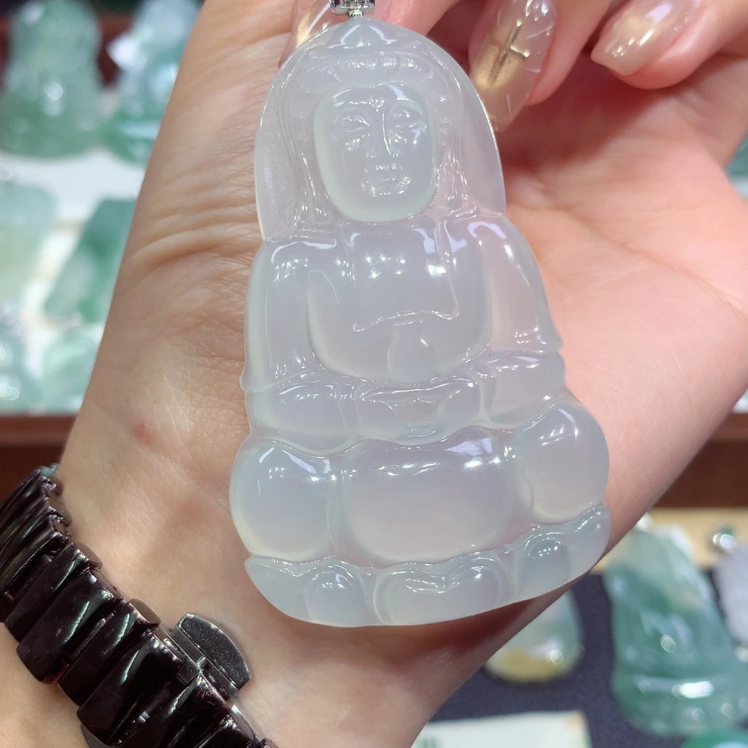 吊坠(不含链)18K金镶嵌翡翠