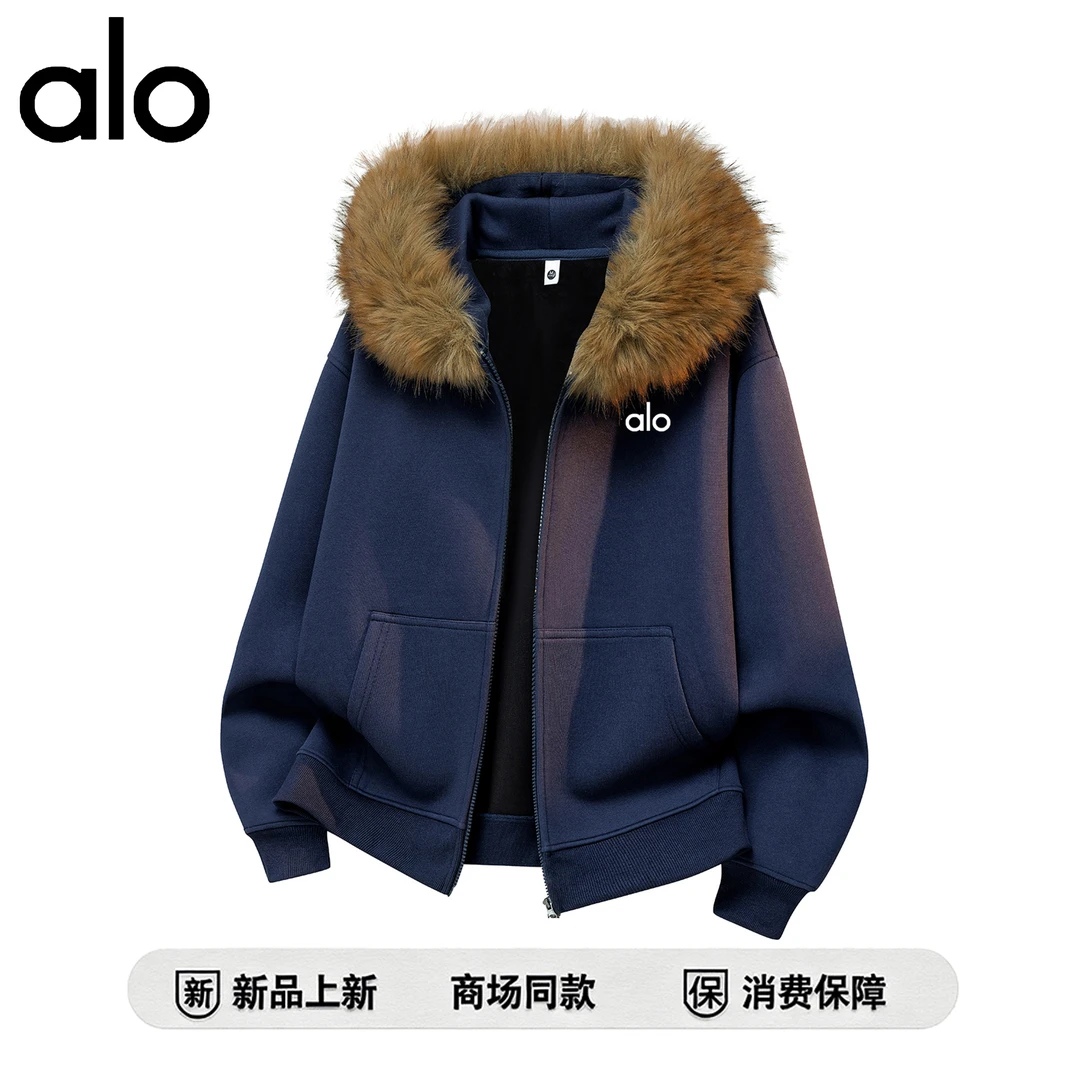 【官方奥特莱斯】品牌折扣 美式复古开衫连帽卫衣男可拆卸毛领外套