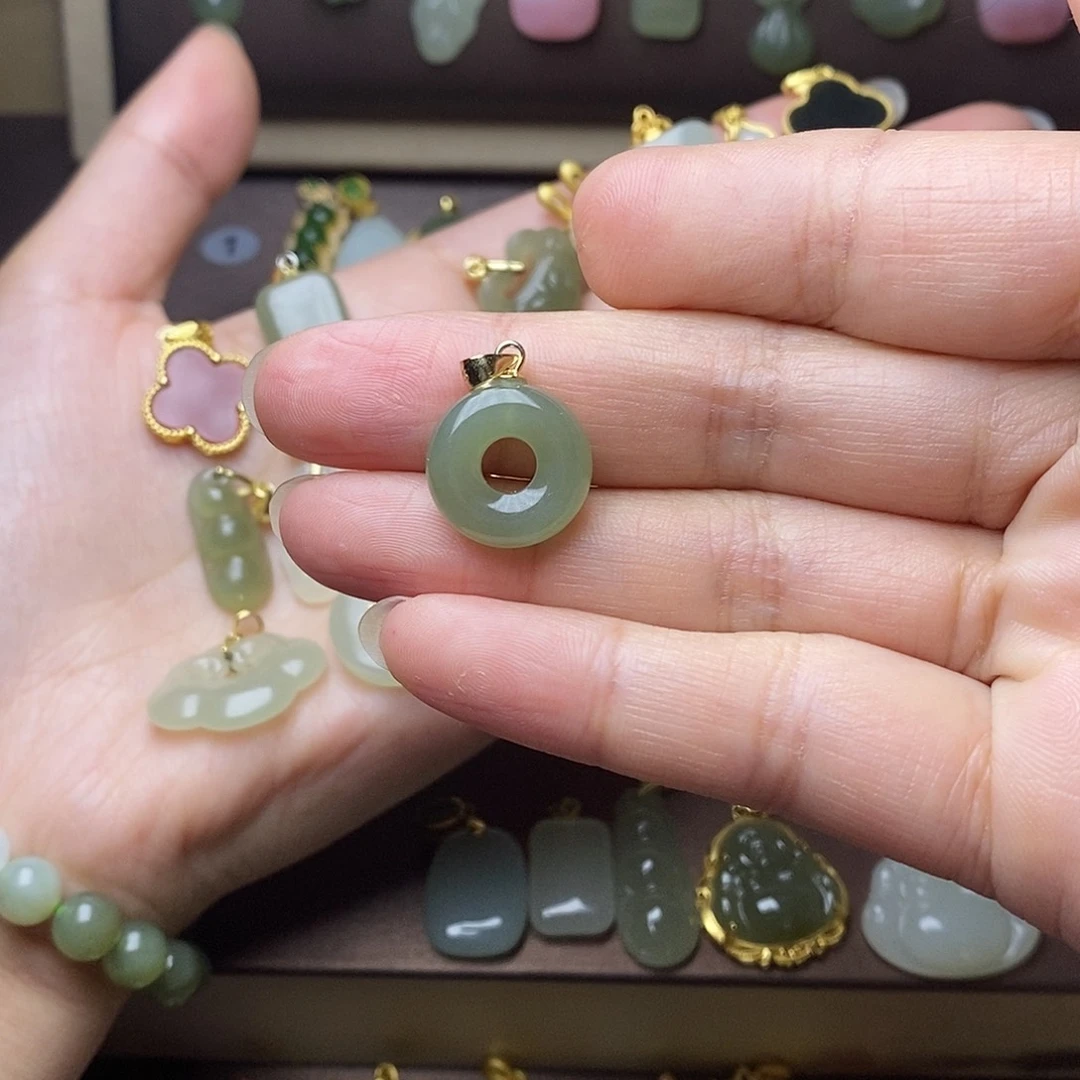 和田玉颈饰银S925镶嵌