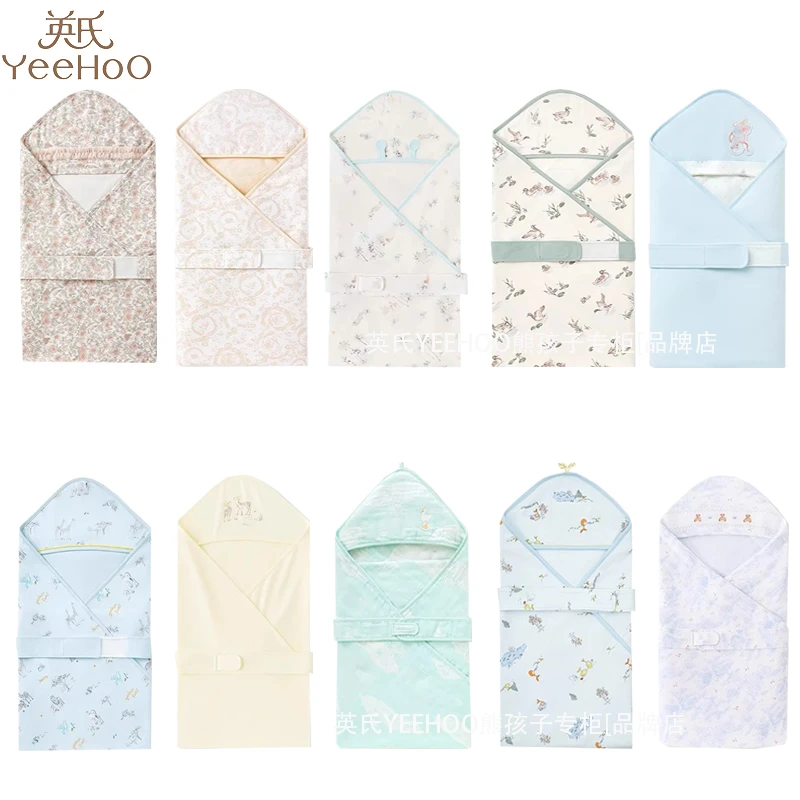 英氏新生婴儿抱被秋冬夹棉保暖宝宝有帽外出盖被包被抱毯春夏四季