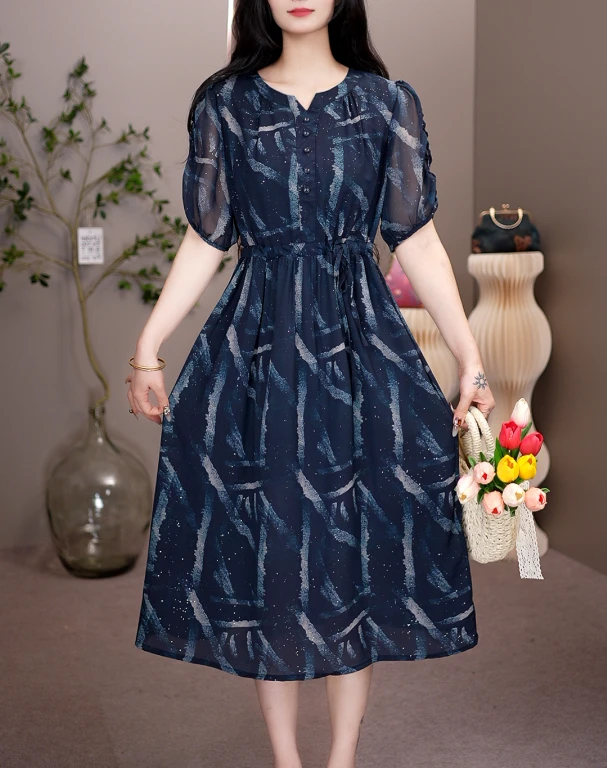 4003 时尚气质收腰显瘦垂感透气女人味连衣裙