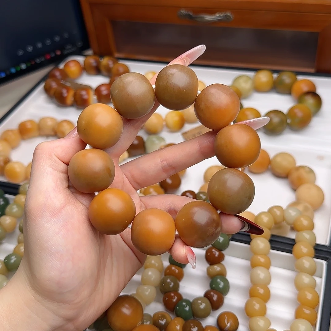 菩提根/象牙果手串卡24.5干磨苹果微微瑕