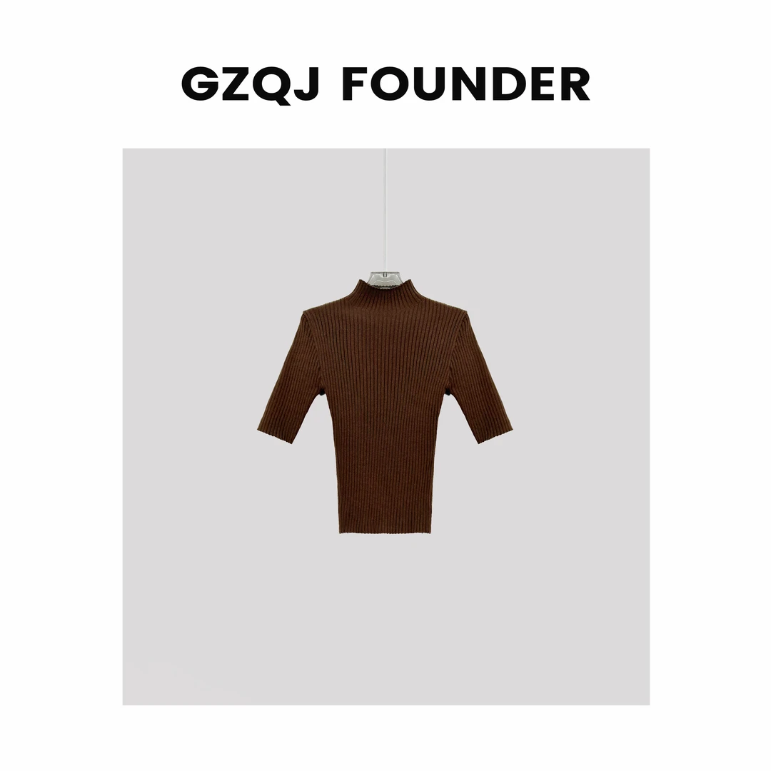 GZQJ【温柔晚风】小众设计半高领修身羊-毛针织打底衫2027
