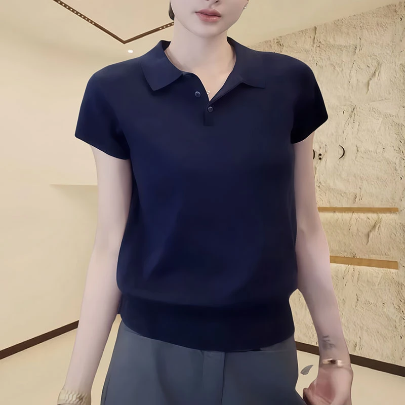 韩版正肩气质休闲polo衫女短袖T恤2025夏季洋气新款百搭法式上衣