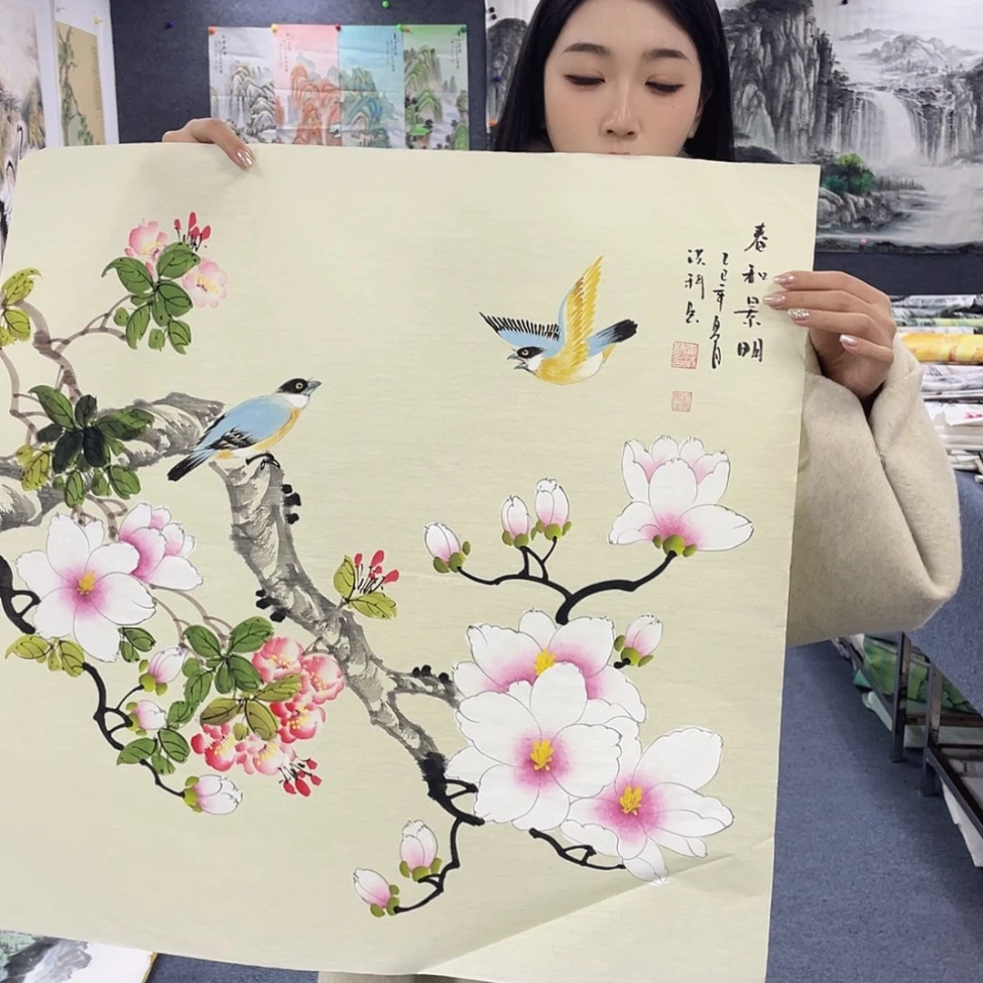 国画国画作品小姐姐放漏…