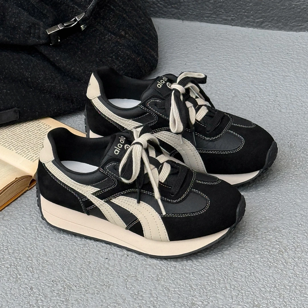 复古拼色阿甘鞋女2025新款百搭增高厚底德训鞋ins潮运动休闲鞋子