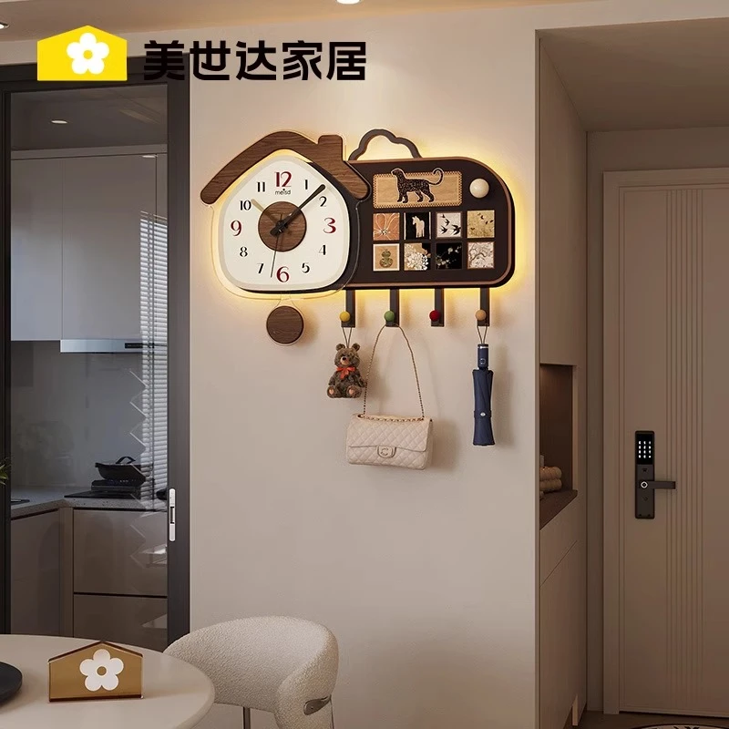 美世达挂钟客厅2025新款钟表家用复古简约挂墙表2024创意中古时钟