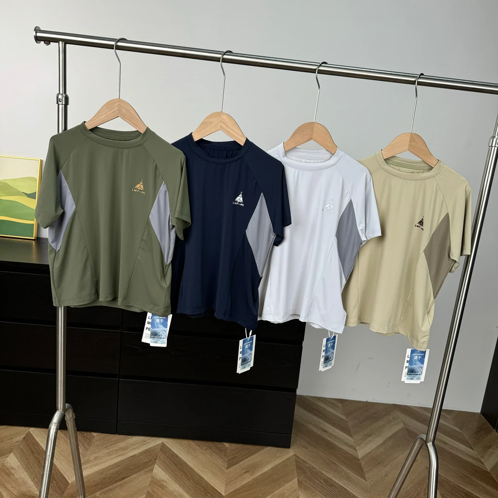 夏季户外拼接圆领儿童速干短袖男童女童运动凉感上衣9052