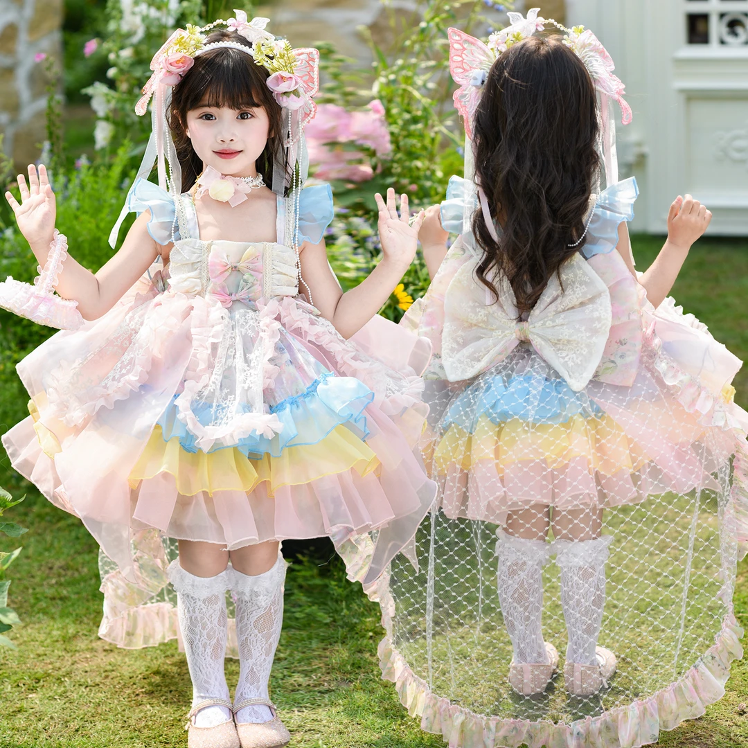 【秘密花园】女童洛丽塔公主裙夏装新款洋气儿童生日礼服裙子PP021