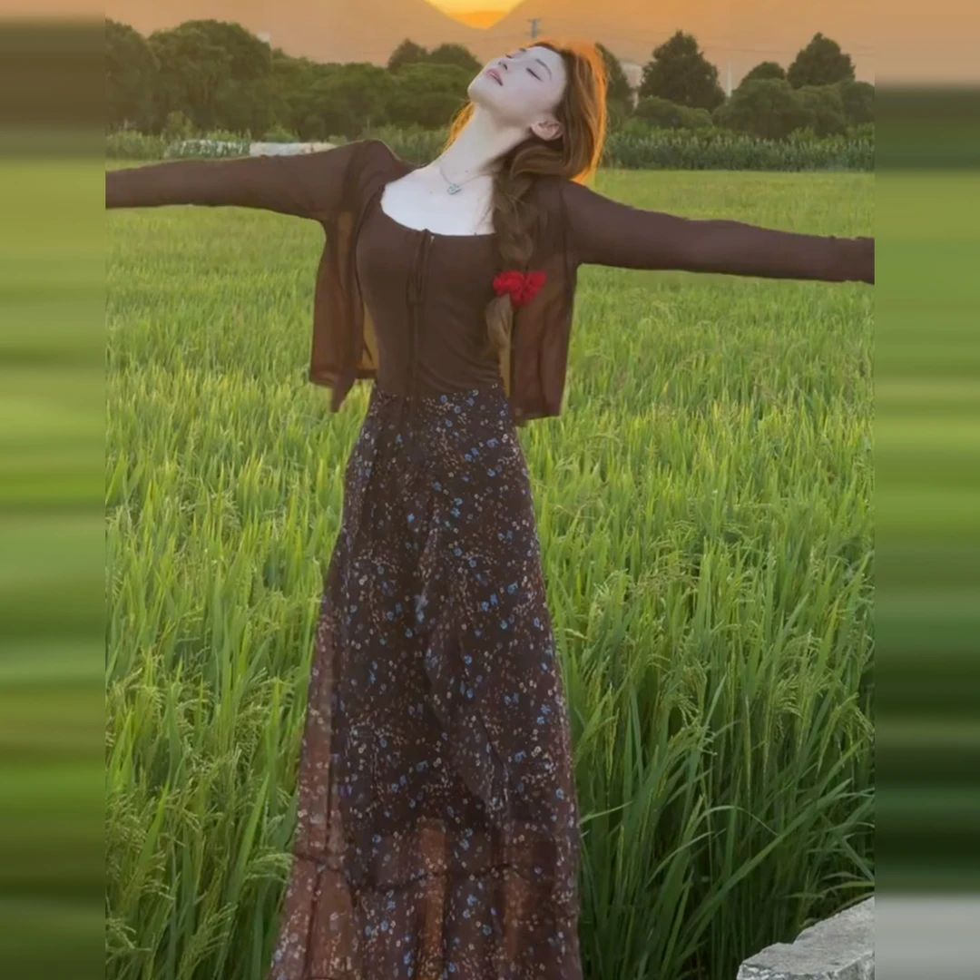 法式气质显瘦吊带开衫裙子套装2025初早秋穿搭高级感巨好看的套装