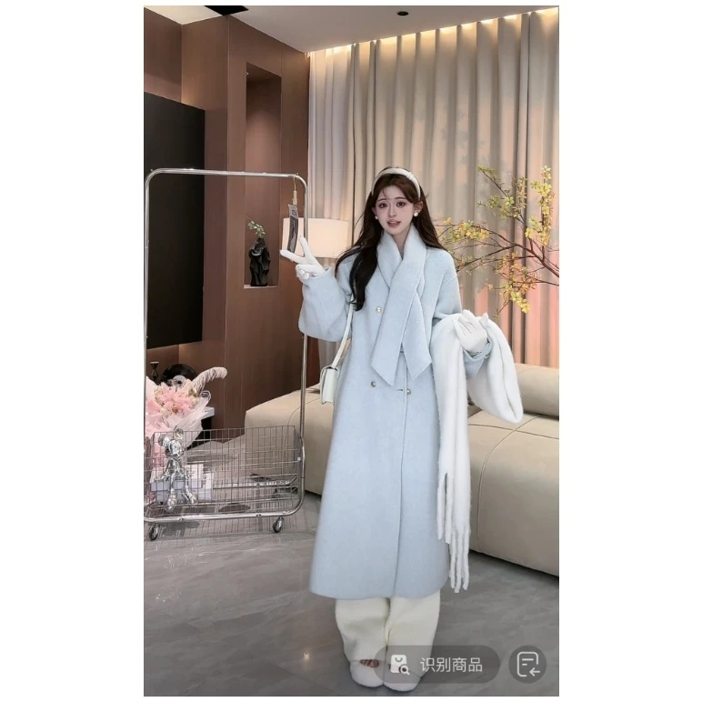 浩哥严选●百利甜X4DY0973A时尚网红气质宽松纯色百搭中长款大衣