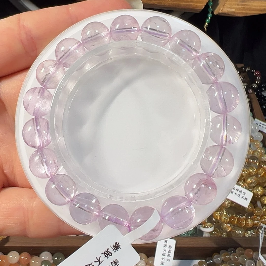 手串锂辉石未镶嵌粉紫锂辉石10.3mm透体单圈手串