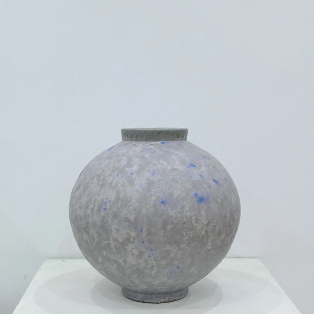 创意灰蓝色手作陶瓷水培花瓶摆件