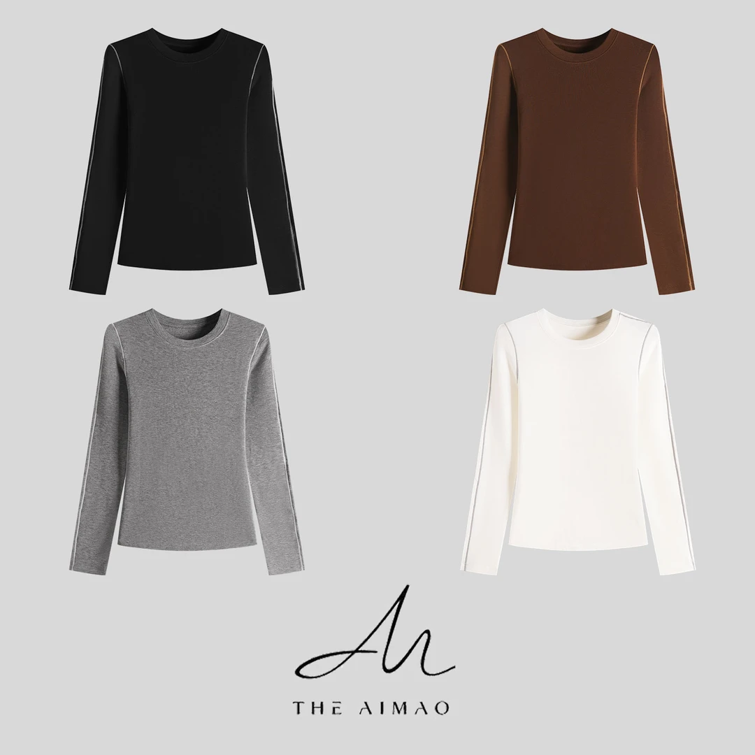 【THE AIMAO】"线性之美“天丝羊毛混纺撞线磨毛保暖打底衫XYX82974