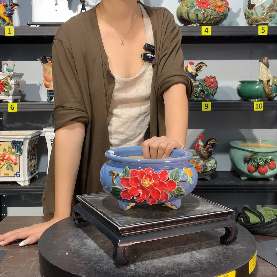 舍***️高温烧制石湾盆花盆瑕疵