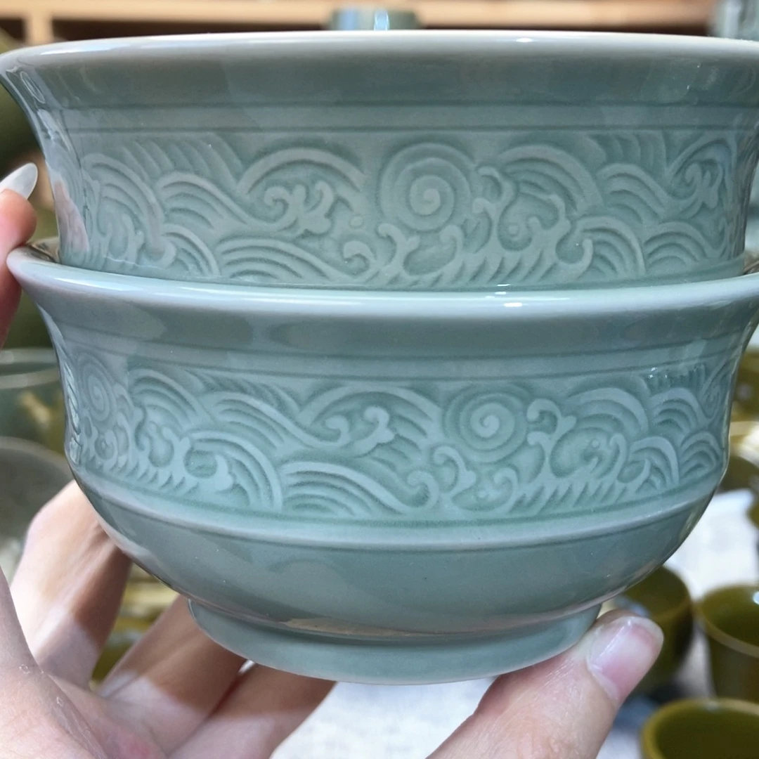 瓷片海浪纹米饭碗微瑕福利六只哈哈哈哈