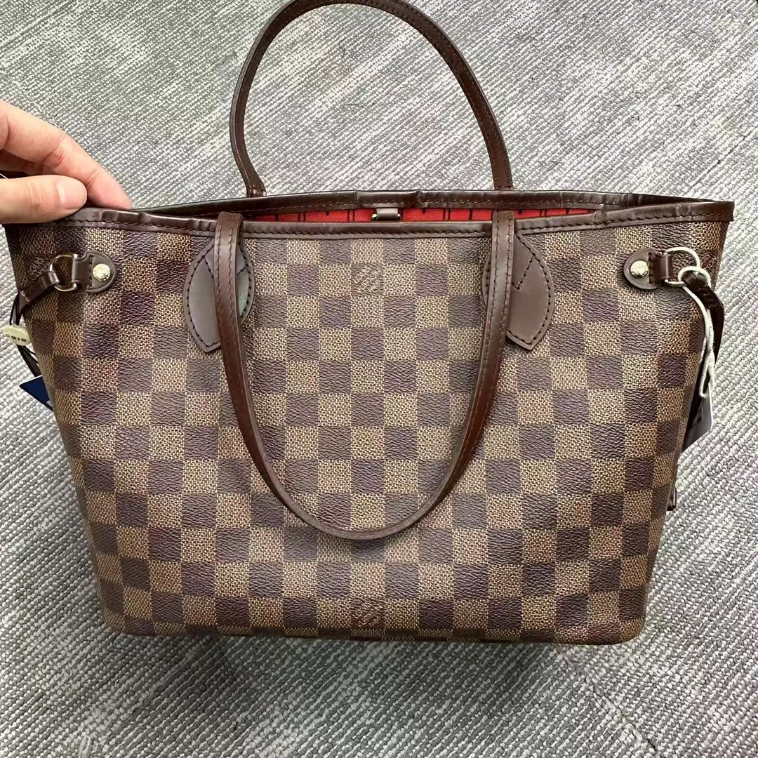 95新 LouisVuitton/路易威登 nf棕棋盘格购物包/62417