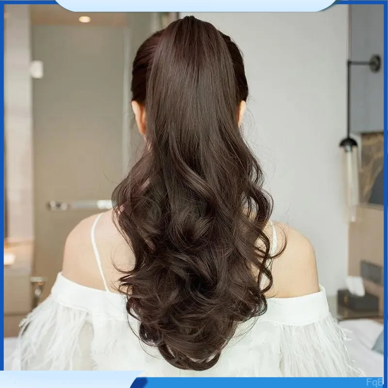 高马尾无痕马尾抓夹隐形自然逼真哑光假发女长卷发大波浪网红大卷