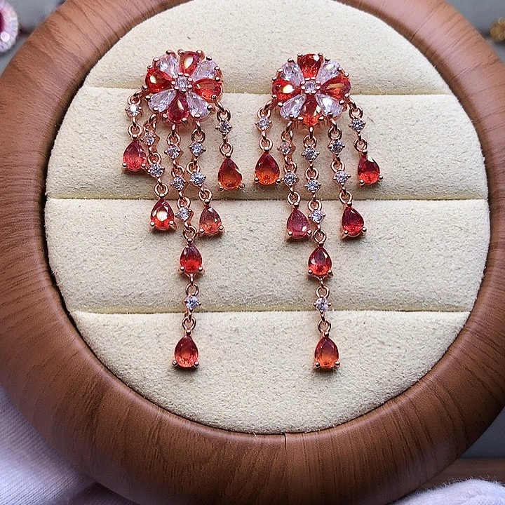 蓝宝石银S925镶嵌耳饰