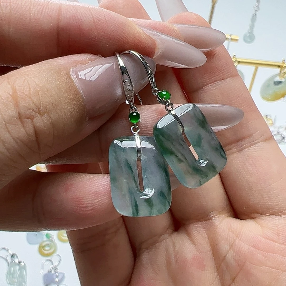 18K金镶嵌翡翠耳饰用****0天然缅甸A货翡翠