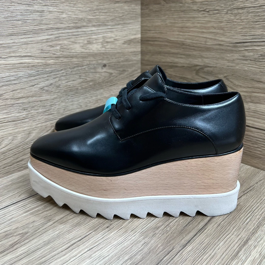 95新 maje Stella McCartney SM 黑色厚底鞋 36码