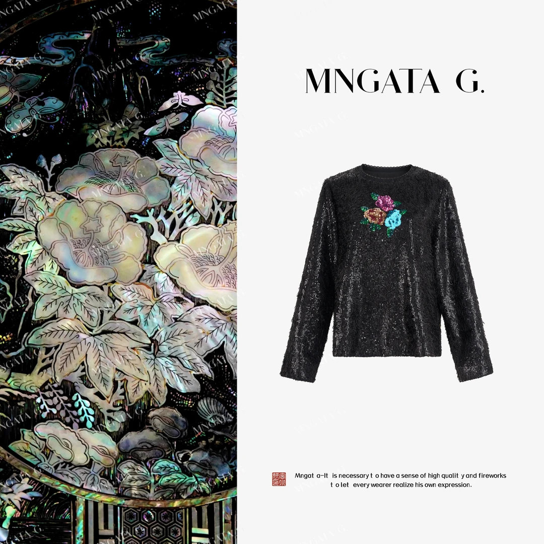 MNGATA G.宫小妍【夜幕星河】亮片百搭新中式中国风秋冬上衣5061659