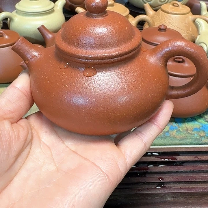 紫砂茶壶红降坡全手工