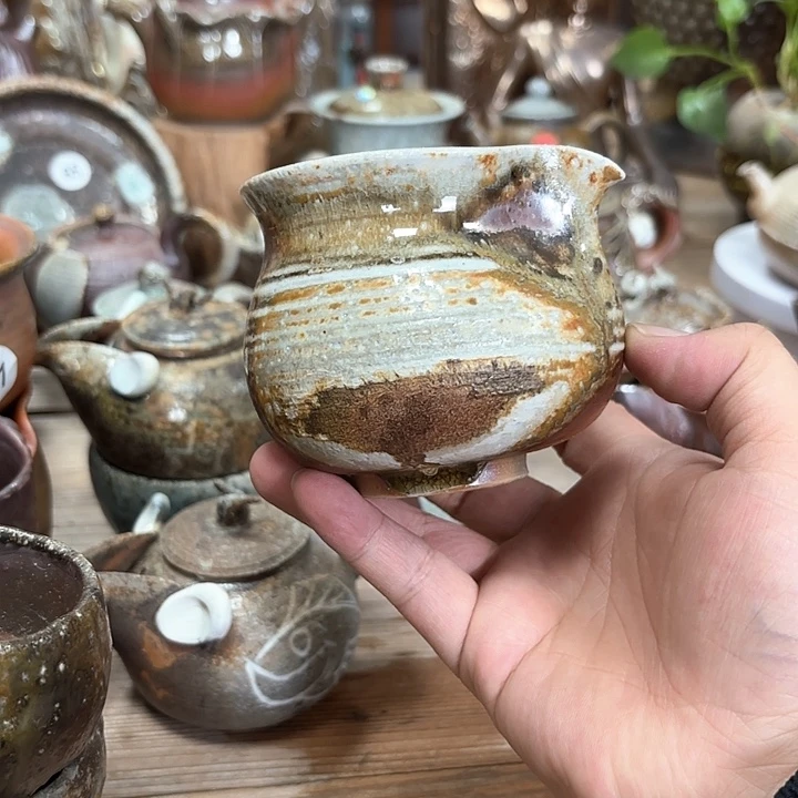 瓷片公道杯 柴烧柴烧柴烧