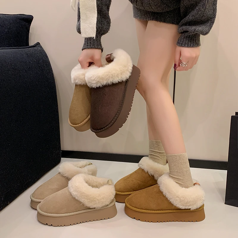 超火厚底时尚雪地靴女款冬季新款加绒保暖短靴小个子户外百搭棉鞋