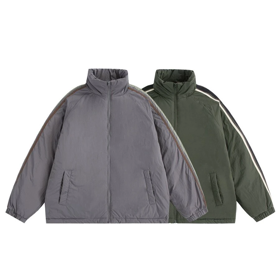 冬款立领三条杠装饰棉衣 -M935