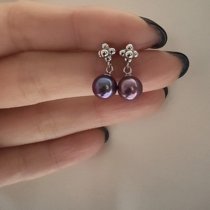 淡水珍珠银S925镶嵌耳饰风在吹耳饰