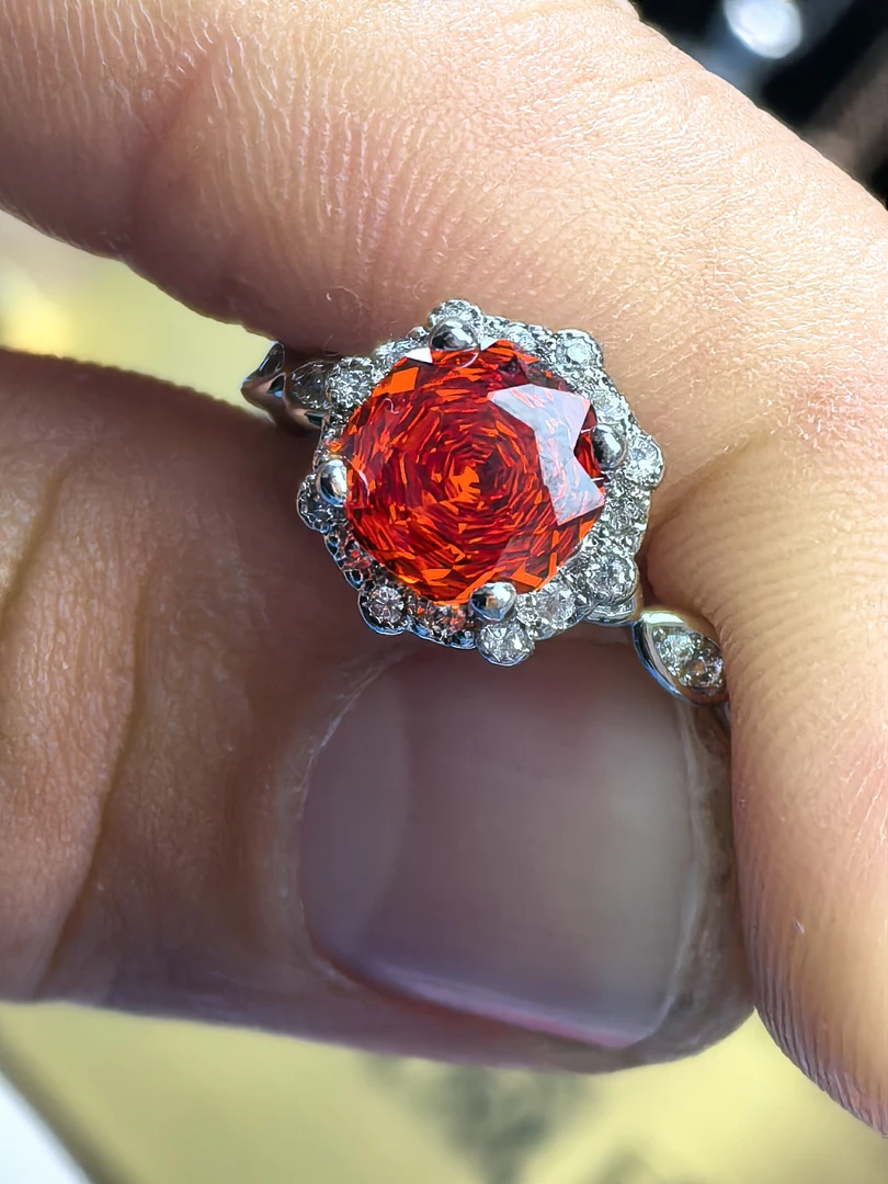 s925石榴红玫瑰切戒指