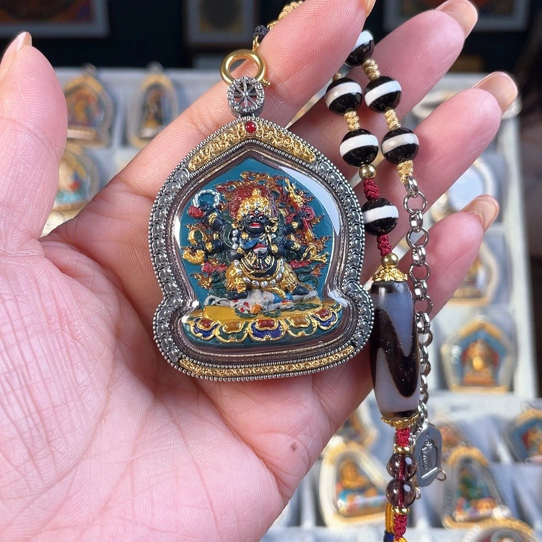 泥塑❤**❤双面手绘擦擦吊坠925银壳有绳礼盒