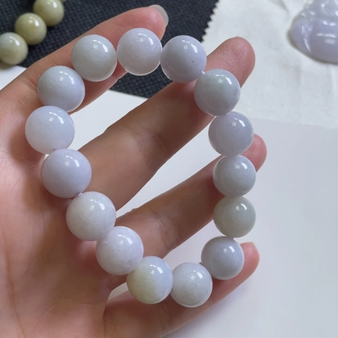 【闪购商品】翡翠颈饰未镶嵌淡紫手串卡12mm