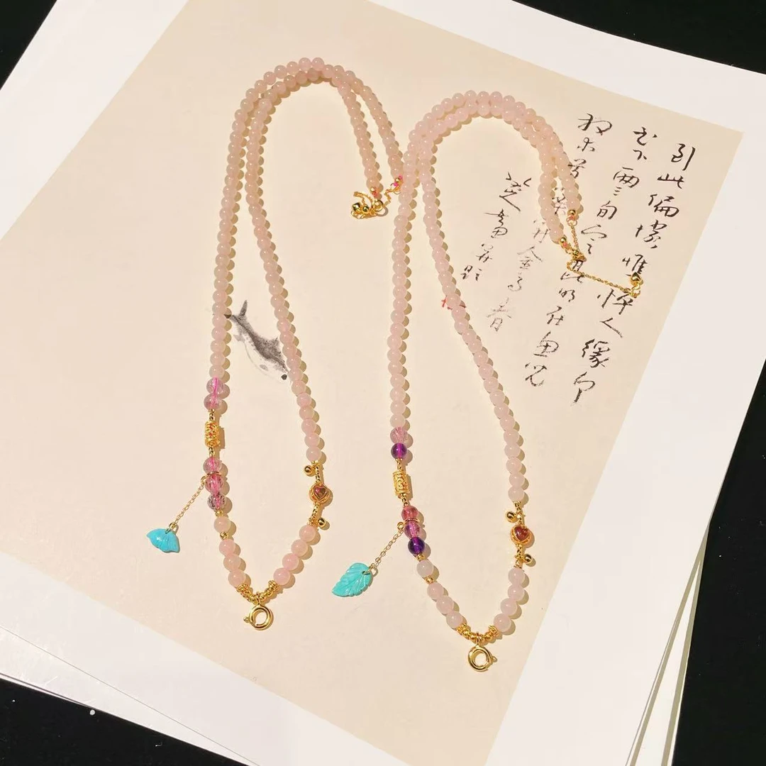 【云上雅岚】邂逅 | C9291-藕粉和田玉项链-5mm-多样性发一件